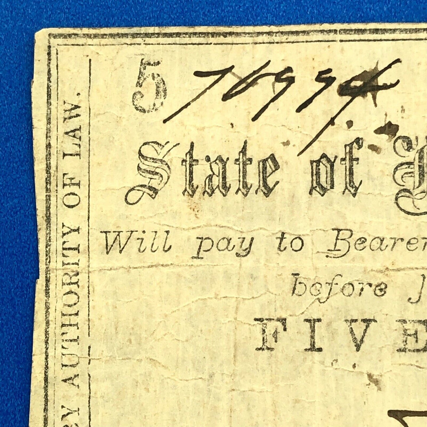 1861 State Of North Carolina 5 Cents 5c Civil War Obsolete State Scrip Note