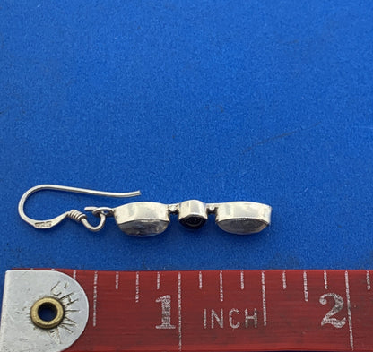 Designer Sterling Silver Moonstone Amethyst Dangle Drop Hook Earrings