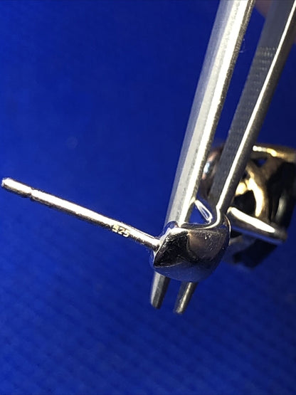 Designer RCJ 925 Sterling Silver Round Black Onyx Drop Stud Earrings