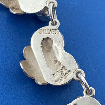 Mid Century 925 Sterling Silver Amethyst Grape Vine Statement Collar Necklace