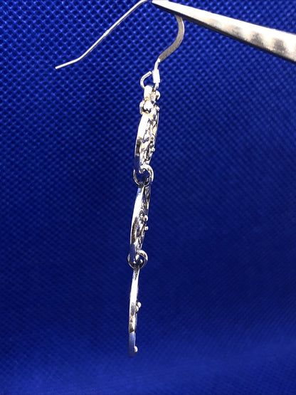 Designer BA 925 Sterling Silver Filigree Scroll Flat Round Dangle Hook Earrings