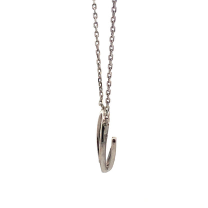 Designer Memoire 925 Sterling Silver Round Diamond Modernist Oval Necklace