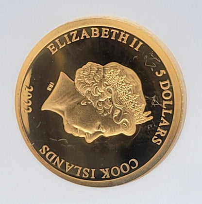 2022 $5 Cook Islands NGC PF70 Proof Cameo Legacy of Pharoahs 1/2g .999 Gold Coin