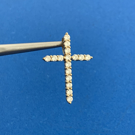 Designer Mexico 14K Yellow Gold CZ Cross Religious Communion Easter Pendant
