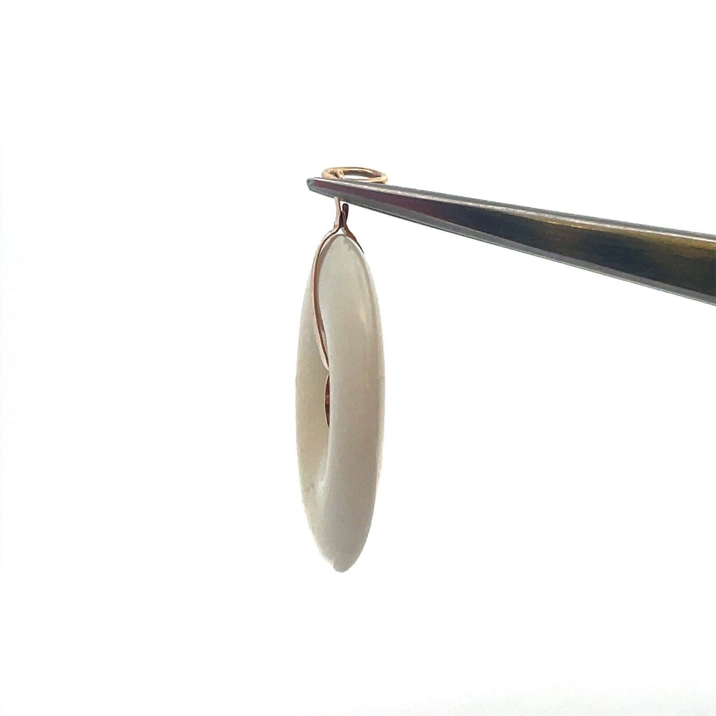 Designer 14K Yellow Gold Jade Chinese Symbol Longevity Good Luck Disc Pendant