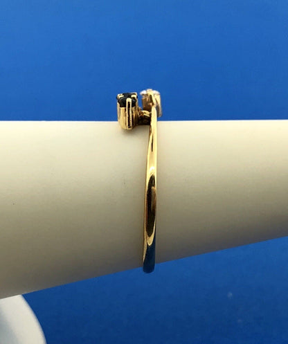 14K Yellow Gold Sapphire Diamond Modernist Bypass September Sweetheart Wire Ring