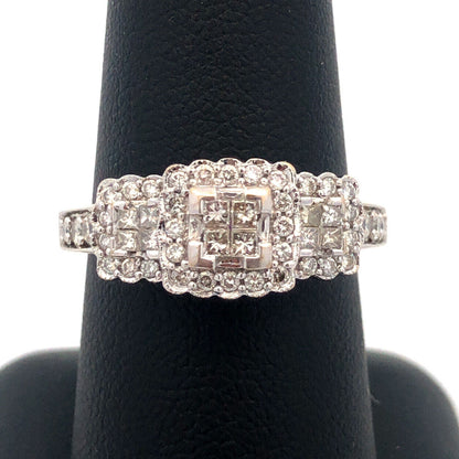Zales 14K White Gold Diamond Triple Head Anniversary Engagement Ring