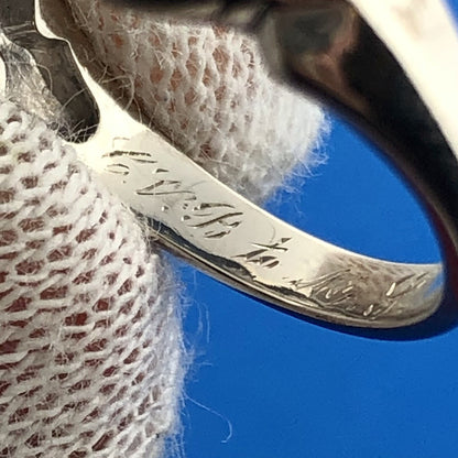 Mid Century 14K White Gold Diamond Modernist Entwined Wave Wedding Band Ring