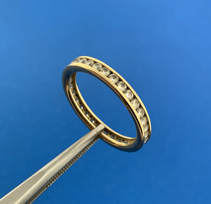 14K Yellow Gold Cubic Zirconia CZ Infinity Eternity Anniversary Band Ring