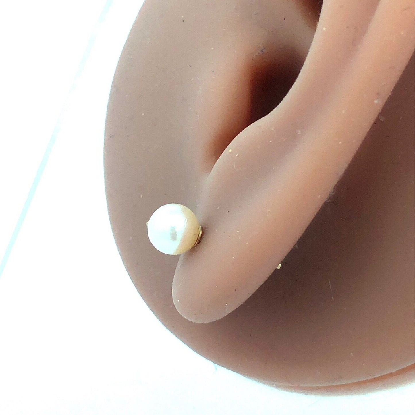 14K Yellow Gold Round Pearl Solitaire Ball Everyday Stud Earrings