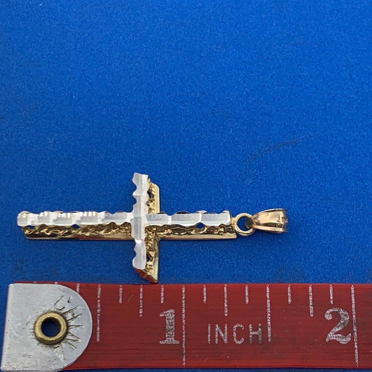 Designer 14K Yellow White Gold Reversible Cross Statement Pendant