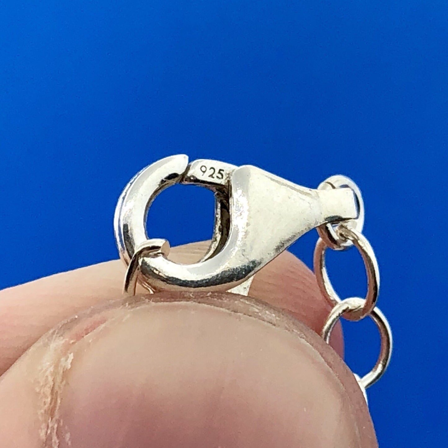 Designer ATI Sterling Silver 925 Resin Mary Religious Scroll Bead Necklace