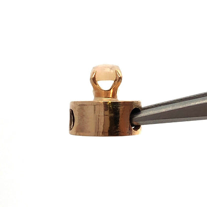 Vintage 10K Yellow Gold Round Opal Cabochon Slide Bracelet Charm