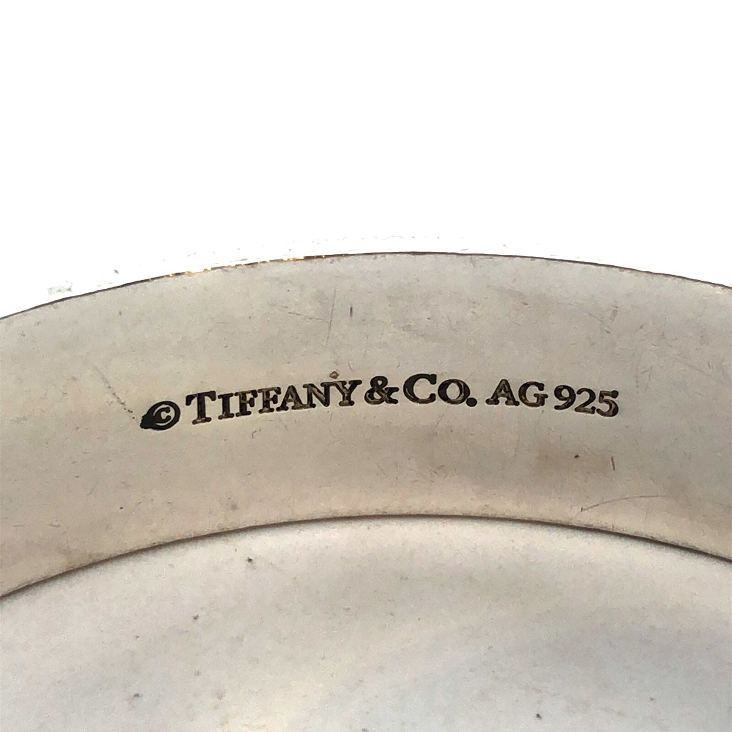 Tiffany & Co 925 Sterling Silver Ribbed Milgrain Polished Wide Bangle Bracelet