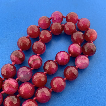 Splendid Amaranth Agate Faceted Bead Flower Statement Haute Couture Necklace