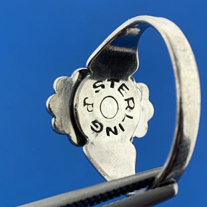 Native American Hallmarked 925 Sterling Silver Oval Turquoise Cabochon Ring