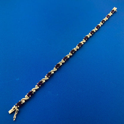 Sterling Silver 925 Oval Amethyst S Link February Anniversary Tennis Bracelet