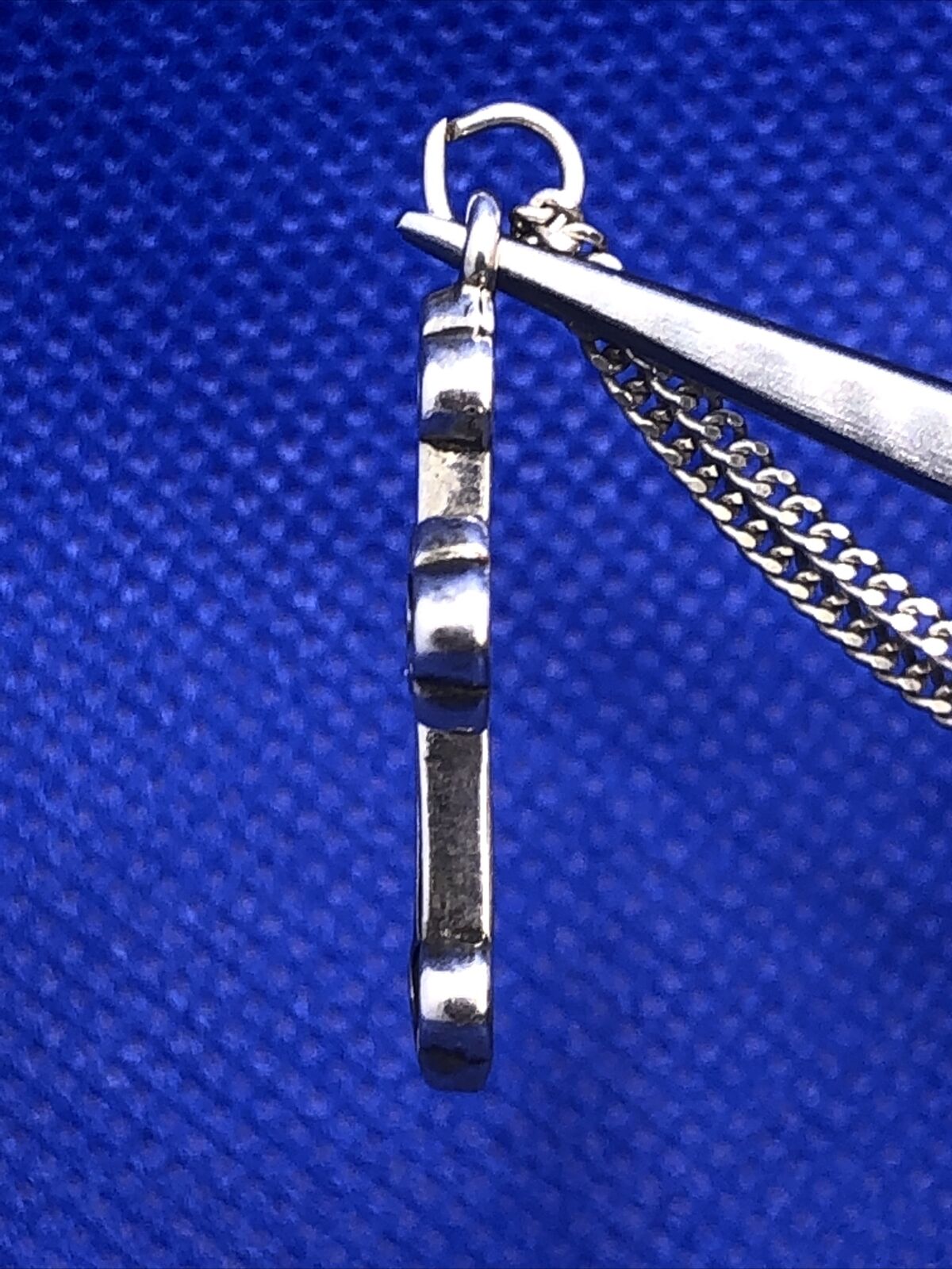 Designer P. Lux 925 Sterling Silver Scroll Detail Cross Pendant & Chain Necklace