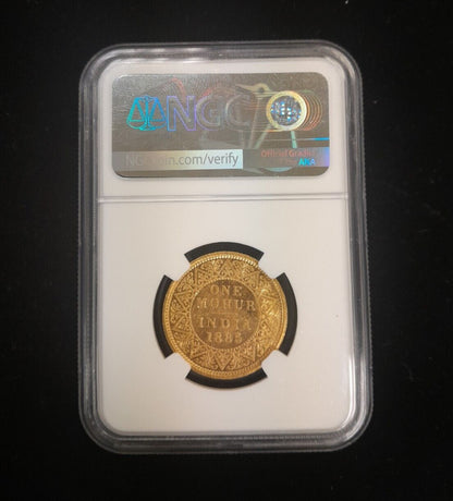 1885 C British India Mohur S & W - 6.13 NGC MS62 Gold Coin