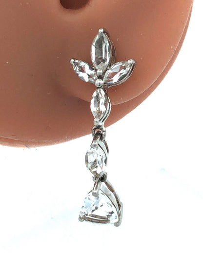 White Topaz 925 Sterling Silver Marquise Pear Dangle Drop Stud Earrings NWT