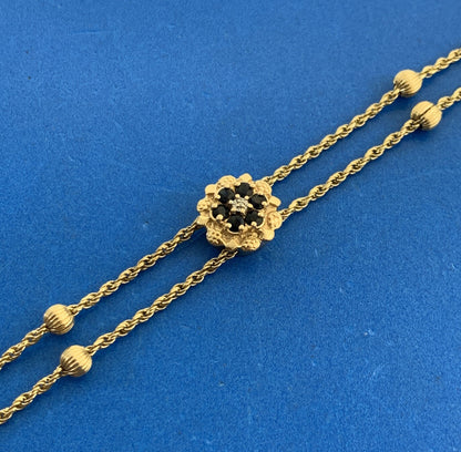 Daffer & KLJCI Black Onyx Diamond Seed Pearl 14K Gold Slide Bracelet