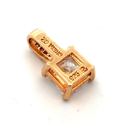 Designer 925 Sterling Silver Vermeil Princess Cubic Zirconia CZ Charm Pendant