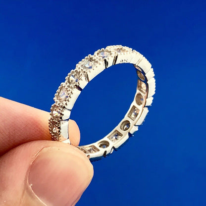 Gorgeous 925 Sterling Silver Cubic Zirconia CZ Infinity Anniversary Band Ring