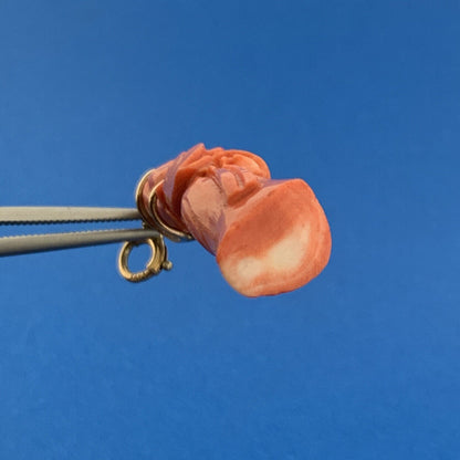 Gorgeous 14k Yellow Gold Carved Coral Chinese Eastern Wise Man Dangle Pendant