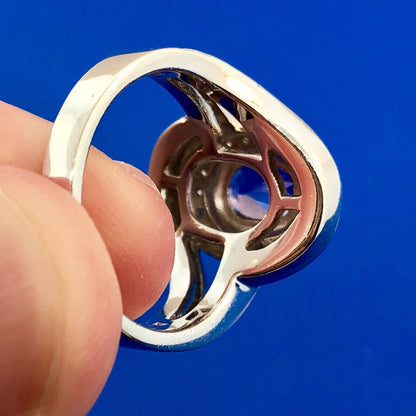 Designer 925 Sterling Silver Tanzanite Diamond Accent December Anniversary Ring