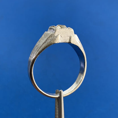 Vintage 925 Sterling Silver Round Cubic Zirconia Unisex Textured Cocktail Ring