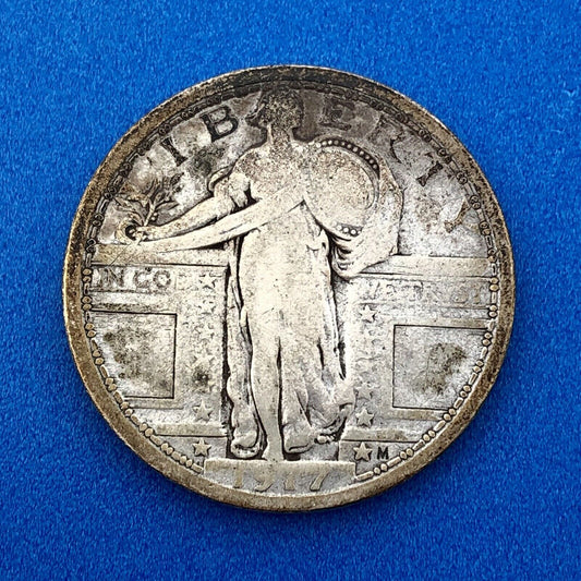 1917 P Silver Standing Liberty Quarter Dollar Type 1 Rare Key Philadelphia Coin