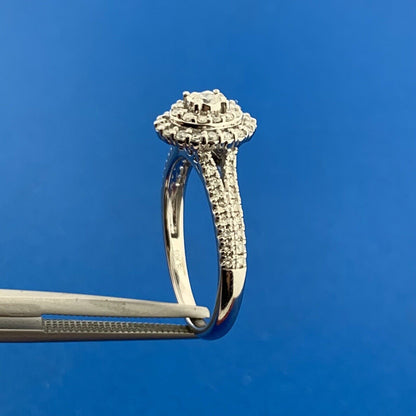 Zales 10K White Gold Diamond Solitaire Double Halo Accented Engagement Ring