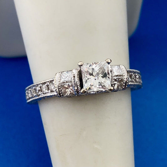 Neil Lane 14K White Gold Diamond Princess Solitaire Accents Engagement Ring