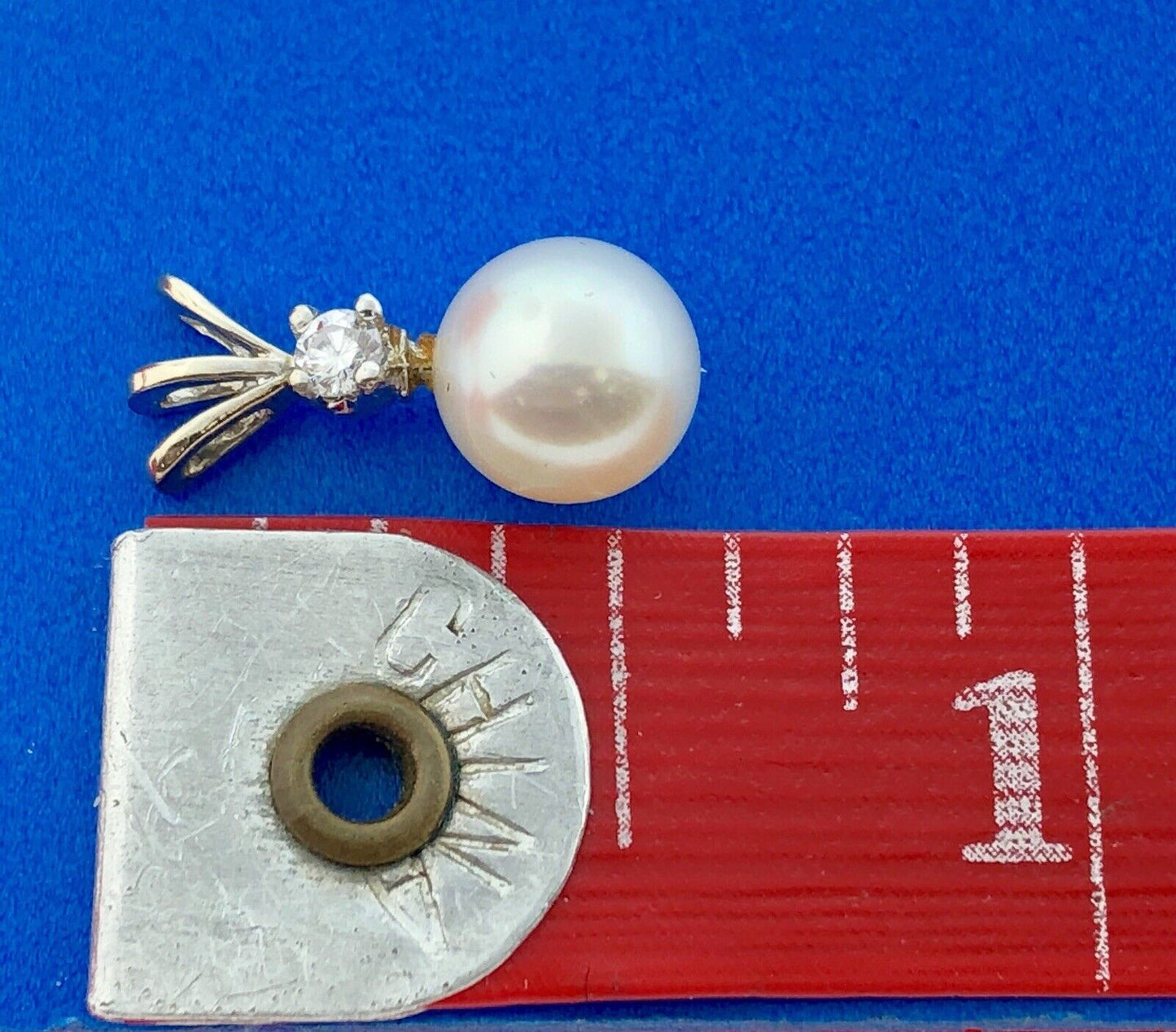 Chic 14K White Gold Pearl Diamond Wedding Birthstone Anniversary Charm Pendant