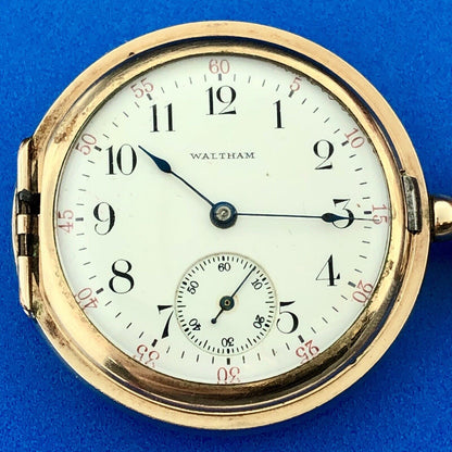 Vintage 1909 Waltham 15j Grade 165 Pocket Watch Gold Filled Case