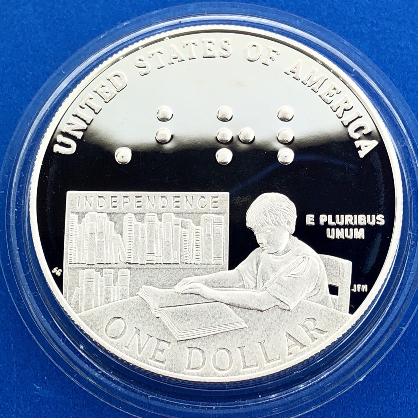 2009 P Louis Braille Bicentennial Commemorative Proof Silver Dollar $1 OMP/COA