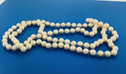 Vintage Retro 14K White Gold Pearl Wedding Bridal Sweetheart June Necklace 32"
