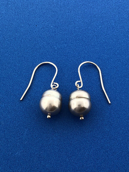 Honora Collection 925 Sterling Silver Oval Grey Pearl Drop Dangle Earrings