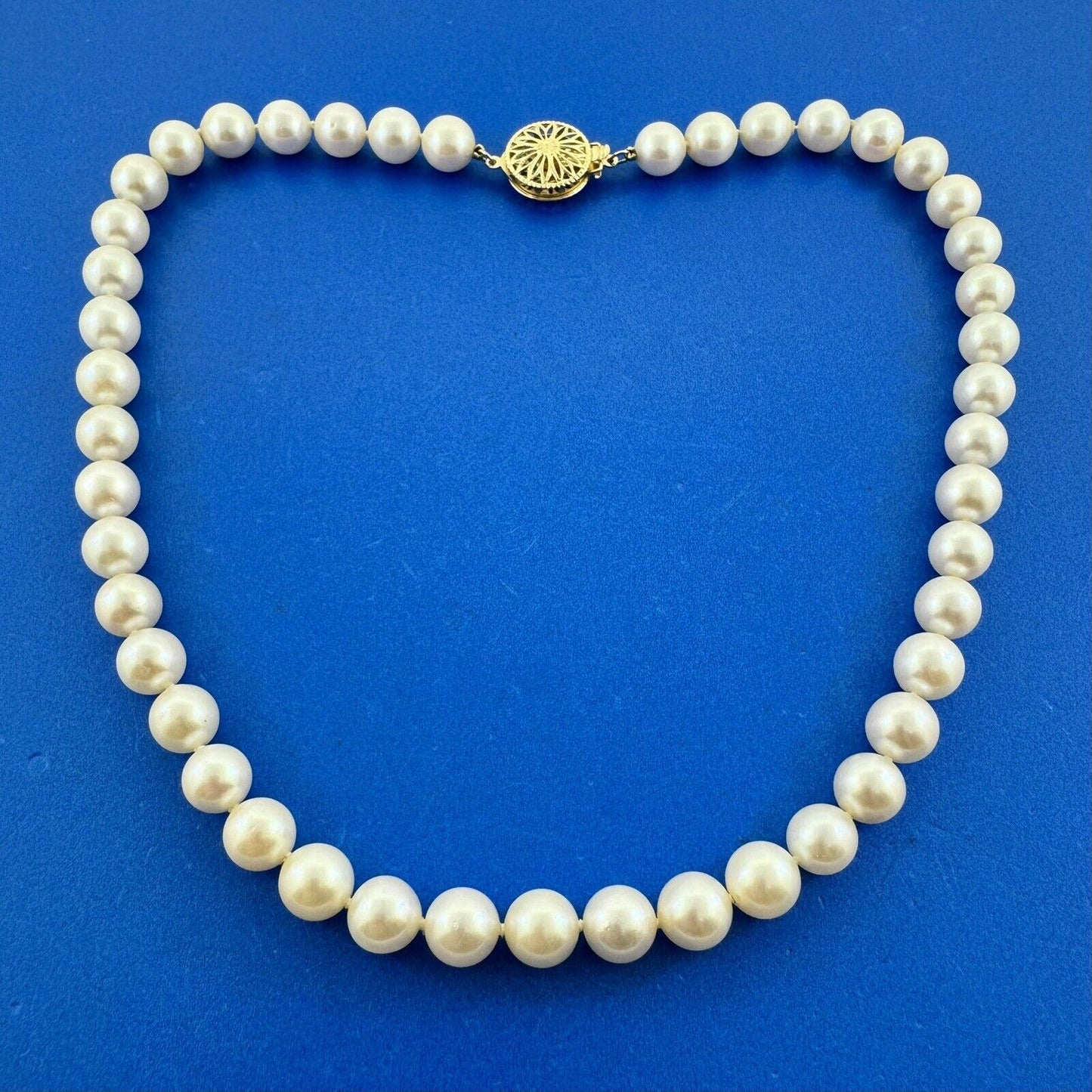 Designer 14K Yellow Gold Hand Knotted Pearl Bead Choker Necklace