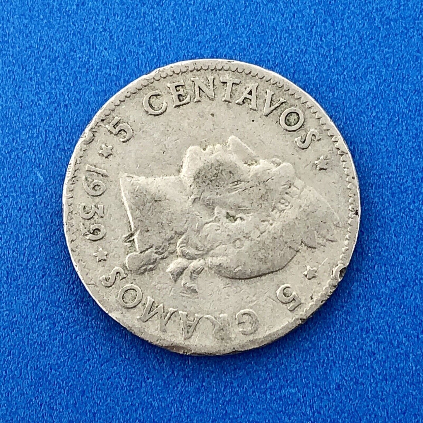 1939 Dominican Republic 5 Centavos 5 Grammos Tough Key Date Low Mintage Coin