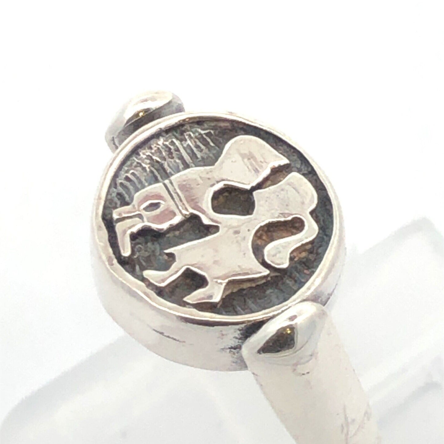 Vintage Sterling Silver Flower Kissing Couple Silhouette Reversible Flip Ring