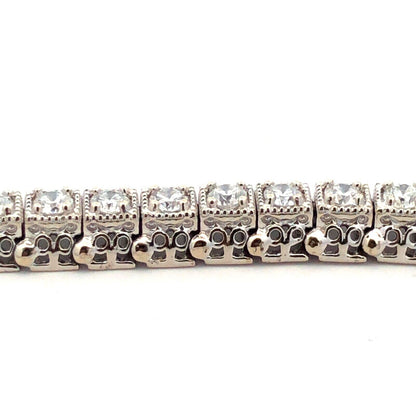 Designer 14K White Gold Round Diamond Open Work Statement Tennis Bracelet