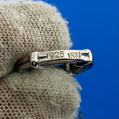 Designer 18K White Gold Sterling Silver Scroll Oval Circle Link Toggle Bracelet