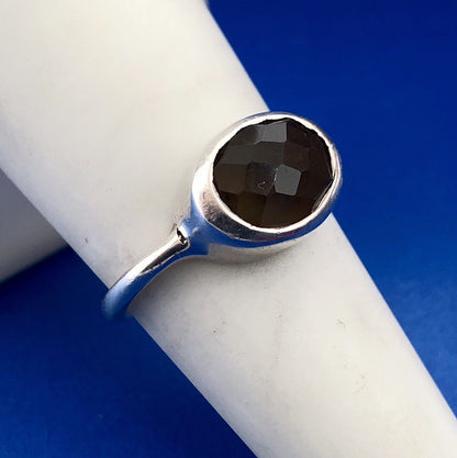 Designer Sterling Silver 925 Oval Smoky Quartz Topaz Fashion Ring