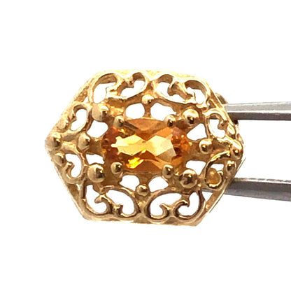 Designer 10K Yellow Gold Oval Citrine November Anniversary Slide Bracelet Charm