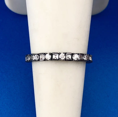 Designer YGI 925 Sterling Silver Cubic Zirconia Antiqued Eternity Band Ring