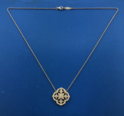 Gabriel & Co 925 Sterling Silver Diamond 3 Dimensional Snowflake Flower Necklace