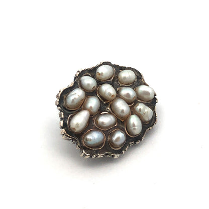 Vintage Designer Josee Desjardins 925 Sterling Silver Pearl Cluster Oval Pendant