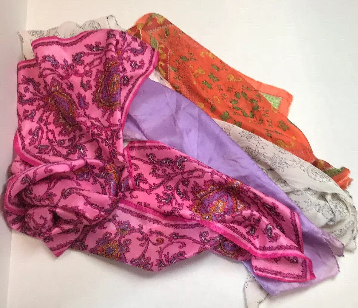 Vintage 11 Item Lot 6 Pair Tea Evening Wedding Party Gloves 4 Bold Scarves