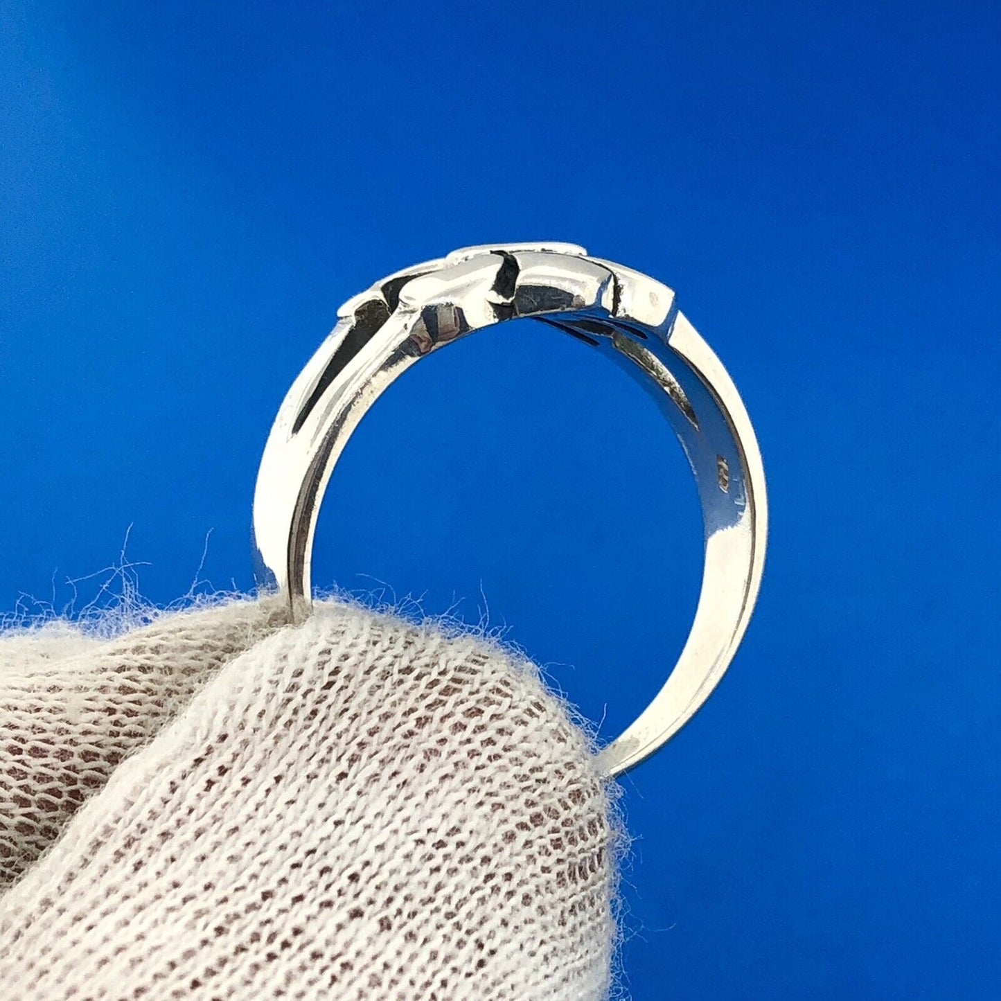 Estate Sterling Silver 925 Openwork Fleur De Lis Statement Size 13 Ring